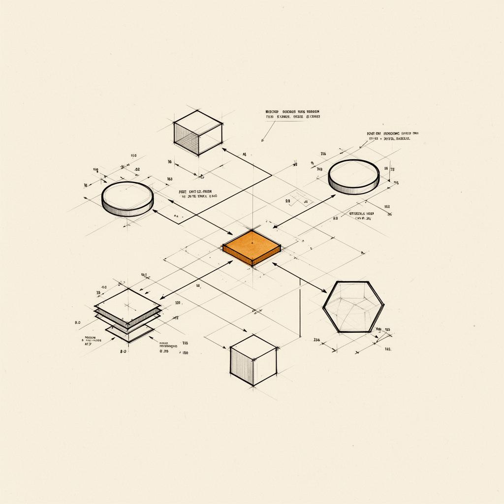 Diagrama esquemático isométrico representando a arquitetura modular dos sistemas Master Tecnologia